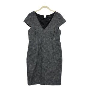 Banana Republic Grey VNeck Textured Cap Sleeve Sheath Dress size 14